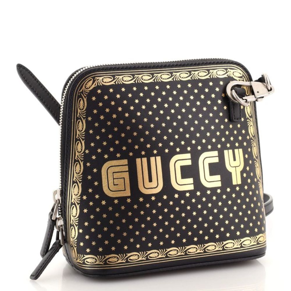 Gucci Dome Crossbody Bag Limited Edition Printed Leather Mini Black, Gold - Picture 2 of 6